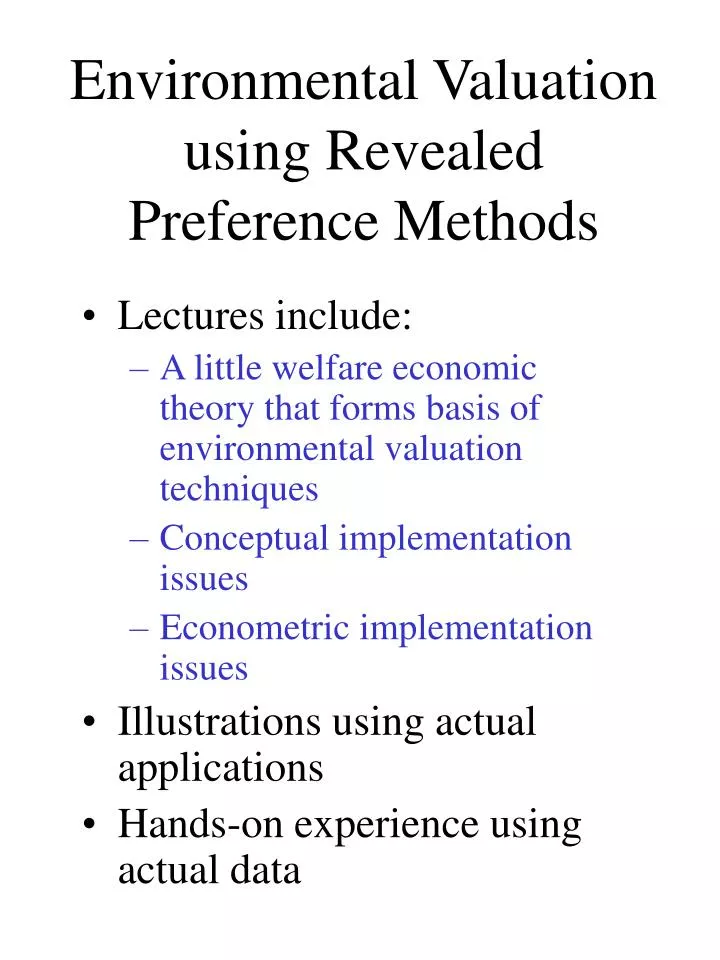 environmental valuation using revealed preference methods