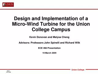 Design and Implementation of a Micro-Wind Turbine for the Union College Campus