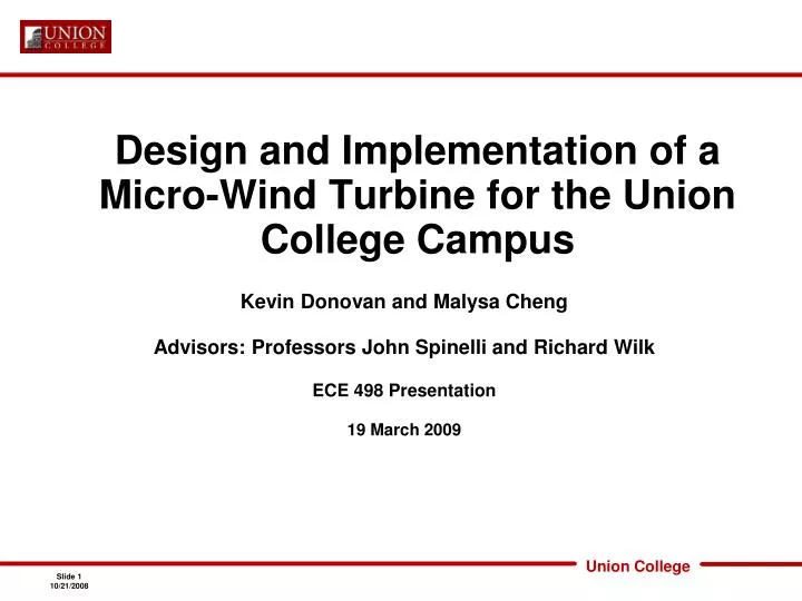 design and implementation of a micro wind turbine for the union college campus