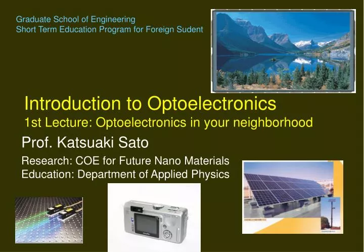 introduction to optoelectronics 1st lecture optoelectronics in your neighborhood