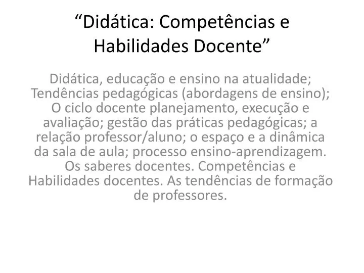 did tica compet ncias e habilidades docente