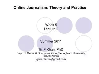 Online Journalism: Theory and Practice