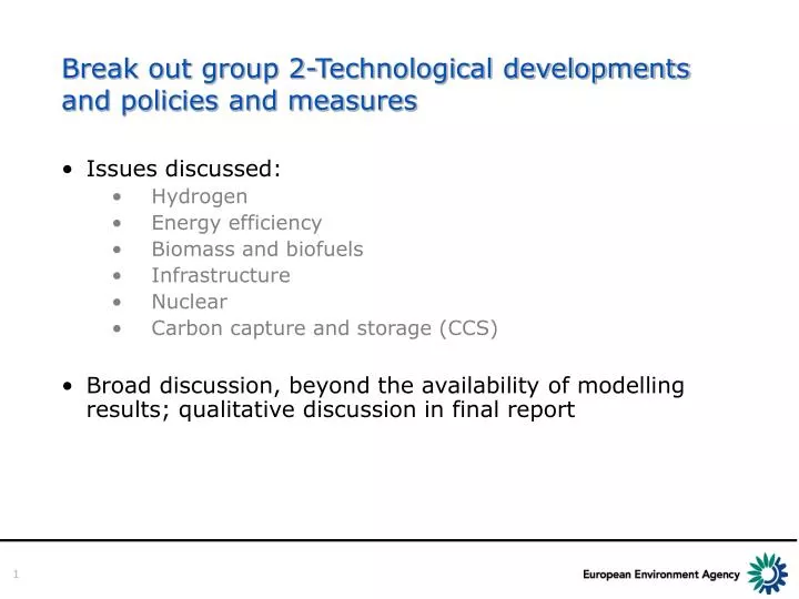 break out group 2 technological developments and policies and measures
