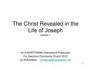 The Christ Revealed in the Life of Joseph Lesson 1