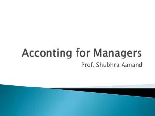 Acconting for Managers