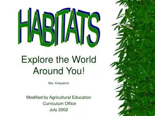 Explore the World Around You! Mrs. Kirkpatrick Modified by Agricultural Education