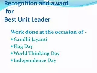 recognition and award for best unit leader