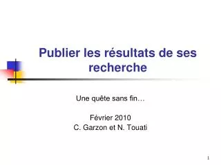 publier les r sultats de ses recherche