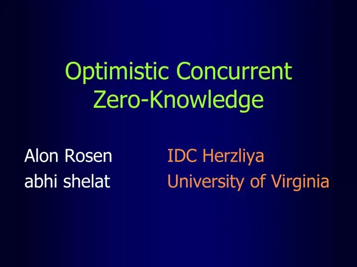 optimistic concurrent zero knowledge