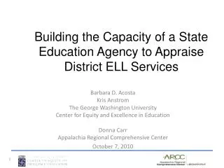 Building the Capacity of a State Education Agency to Appraise District ELL Services