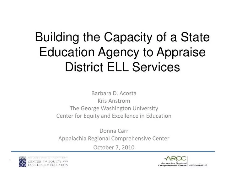 building the capacity of a state education agency to appraise district ell services