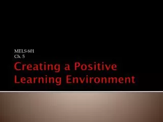 Creating a Positive Learning Environment
