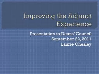 Improving the Adjunct Experience