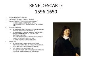 RENE DESCARTE 1596-1650