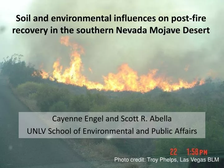 soil and environmental influences on post fire recovery in the southern nevada mojave desert