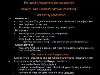 Pre-activity Assignment and Assessment