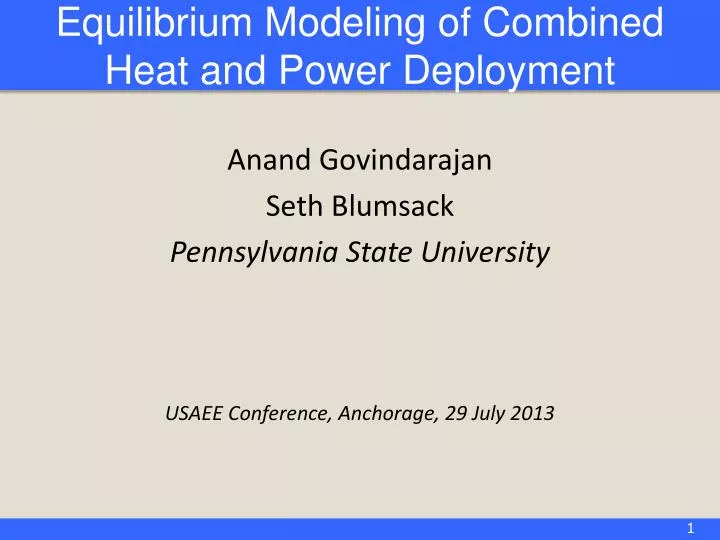 equilibrium modeling of combined heat and power deployment