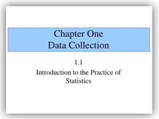 Chapter One Data Collection