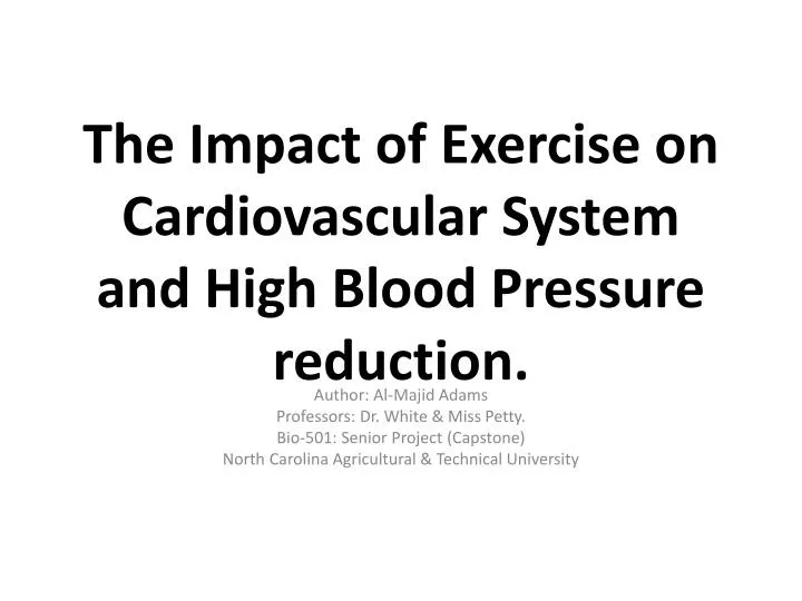 the impact of exercise on cardiovascular system and high blood pressure reduction