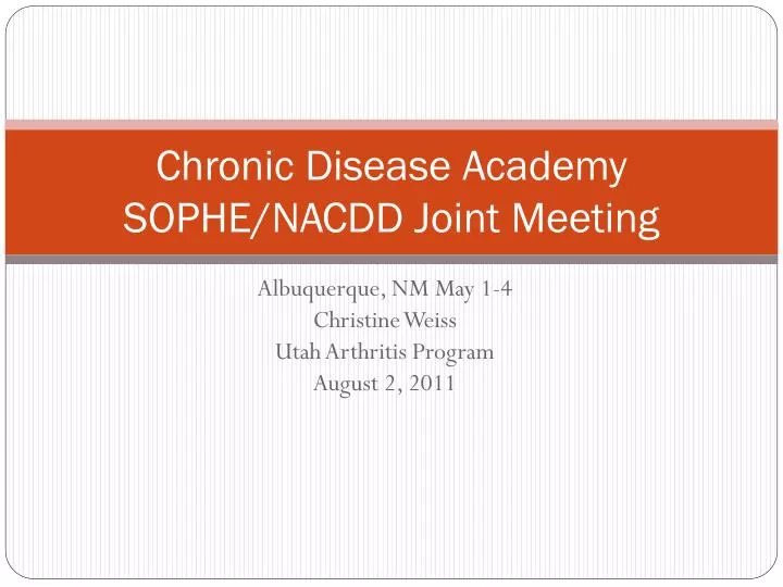 chronic disease academy sophe nacdd joint meeting