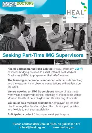 Seeking Part-Time IMG Supervisors
