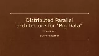 Distributed Parallel architecture for &quot;Big Data&quot;