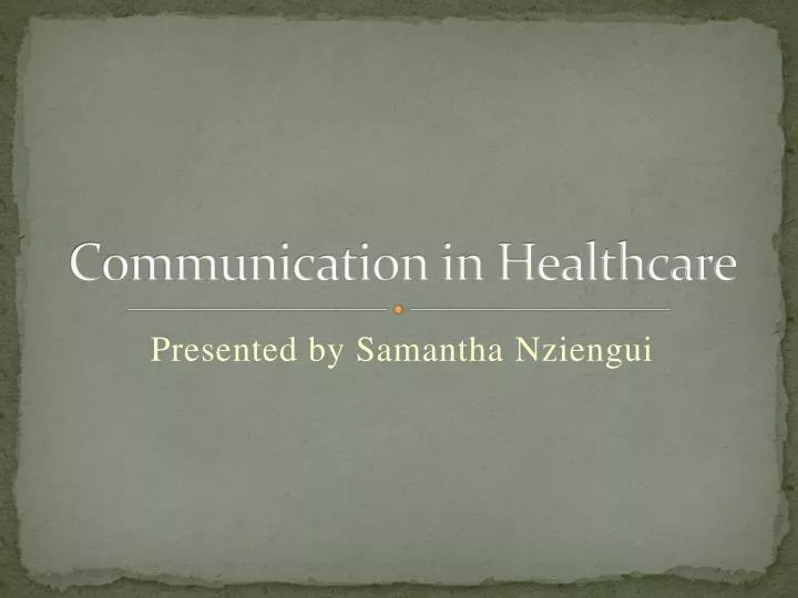 communication in healthcare