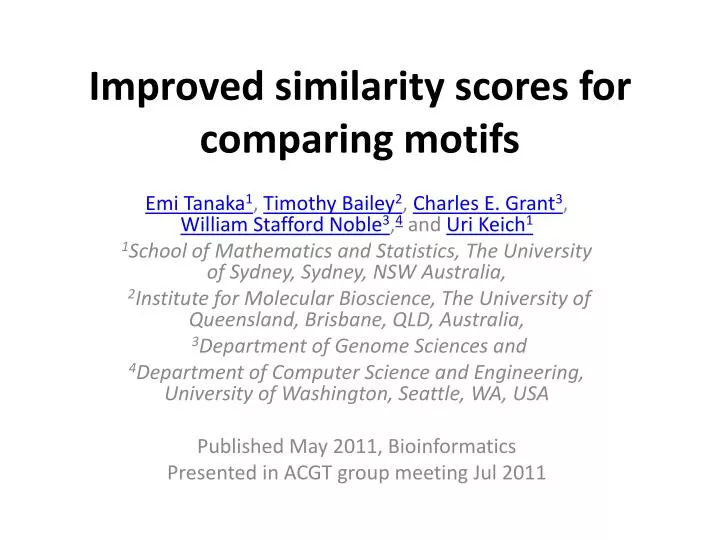 improved similarity scores for comparing motifs