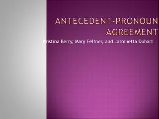 Antecedent-Pronoun Agreement