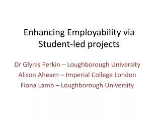 Enhancing Employability via Student-led projects