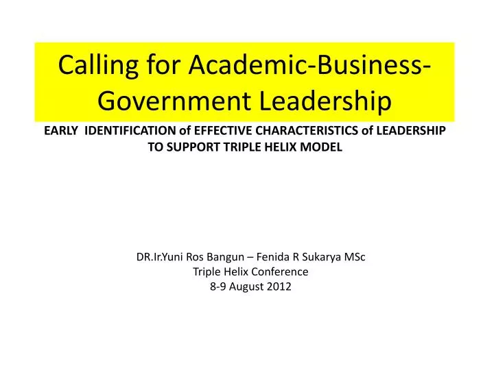 calling for academic business government leadership