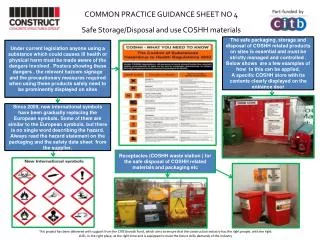 COMMON PRACTICE GUIDANCE SHEET NO 4 Safe Storage/Disposal and use COSHH materials