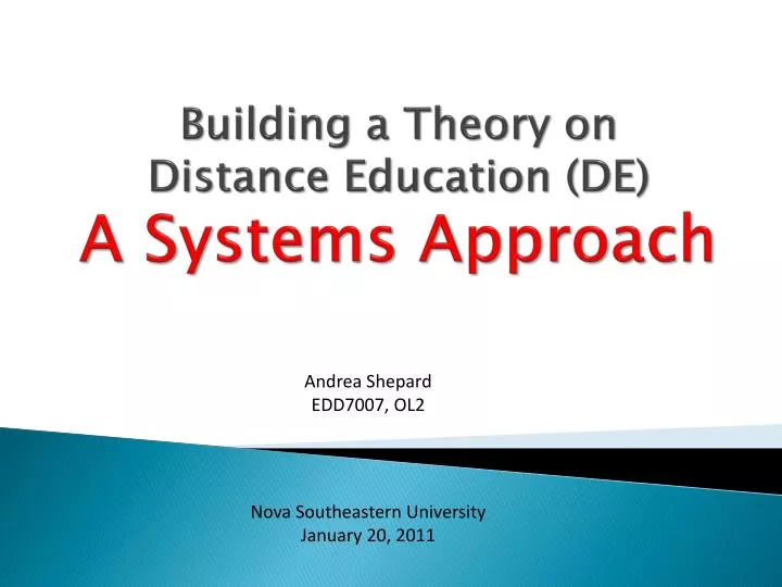 building a theory on distance education de a systems approach