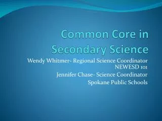 Common Core in Secondary Science