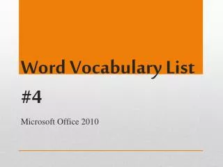 Word Vocabulary List #4