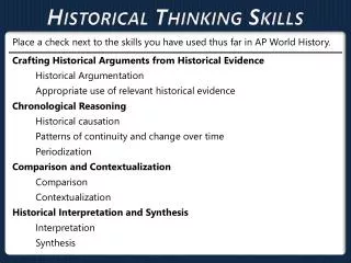 Historical Thinking Skills