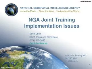 NGA Joint Training Implementation Issues