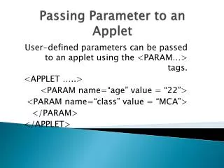 Passing Parameter to an Applet
