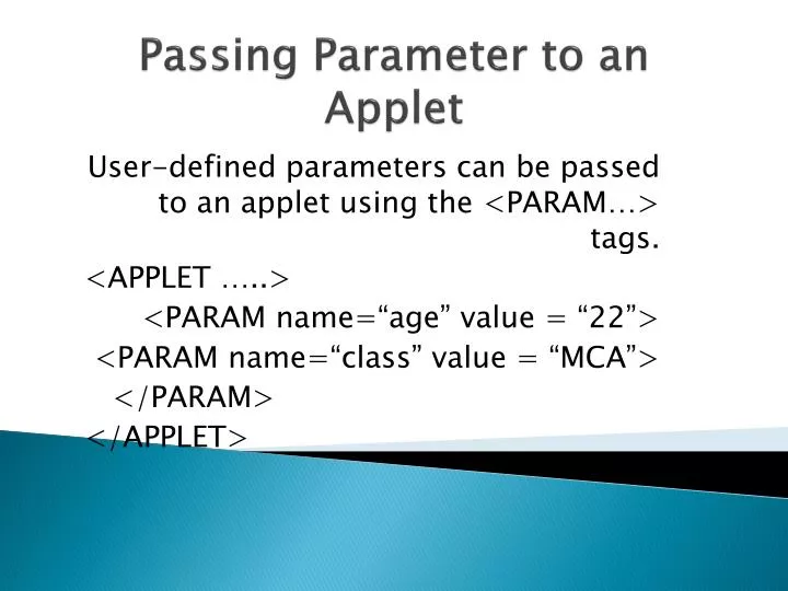 passing parameter to an applet