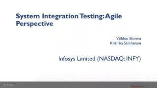 System Integration Testing: Agile Perspective