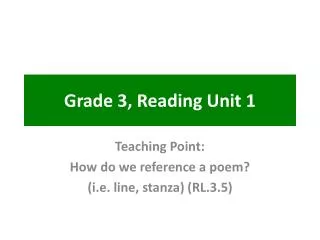 Grade 3, Reading Unit 1