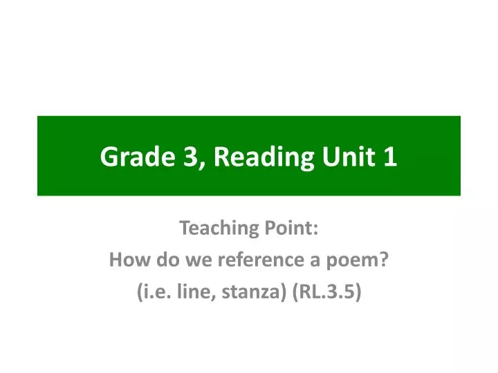 grade 3 reading unit 1
