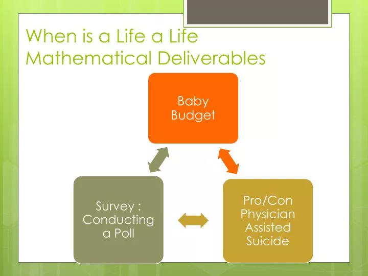 when is a life a life mathematical deliverables