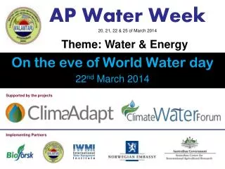 AP Water Week 20, 21, 22 &amp; 25 of March 2014