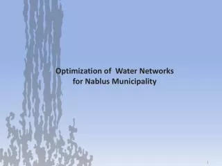 Optimization of Water Networks for Nablus Municipality