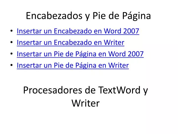 encabezados y pie de p gina