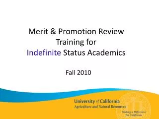Merit &amp; Promotion Review Training for Indefinite Status Academics