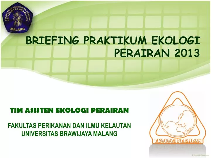 briefing praktikum ekologi perairan 2013