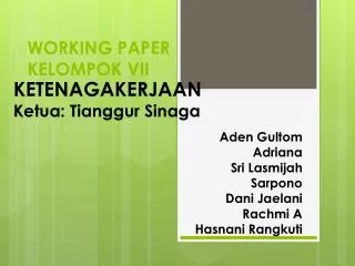 working paper kelompok vii