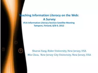 Sharon Yang, Rider University, New Jersey, USA